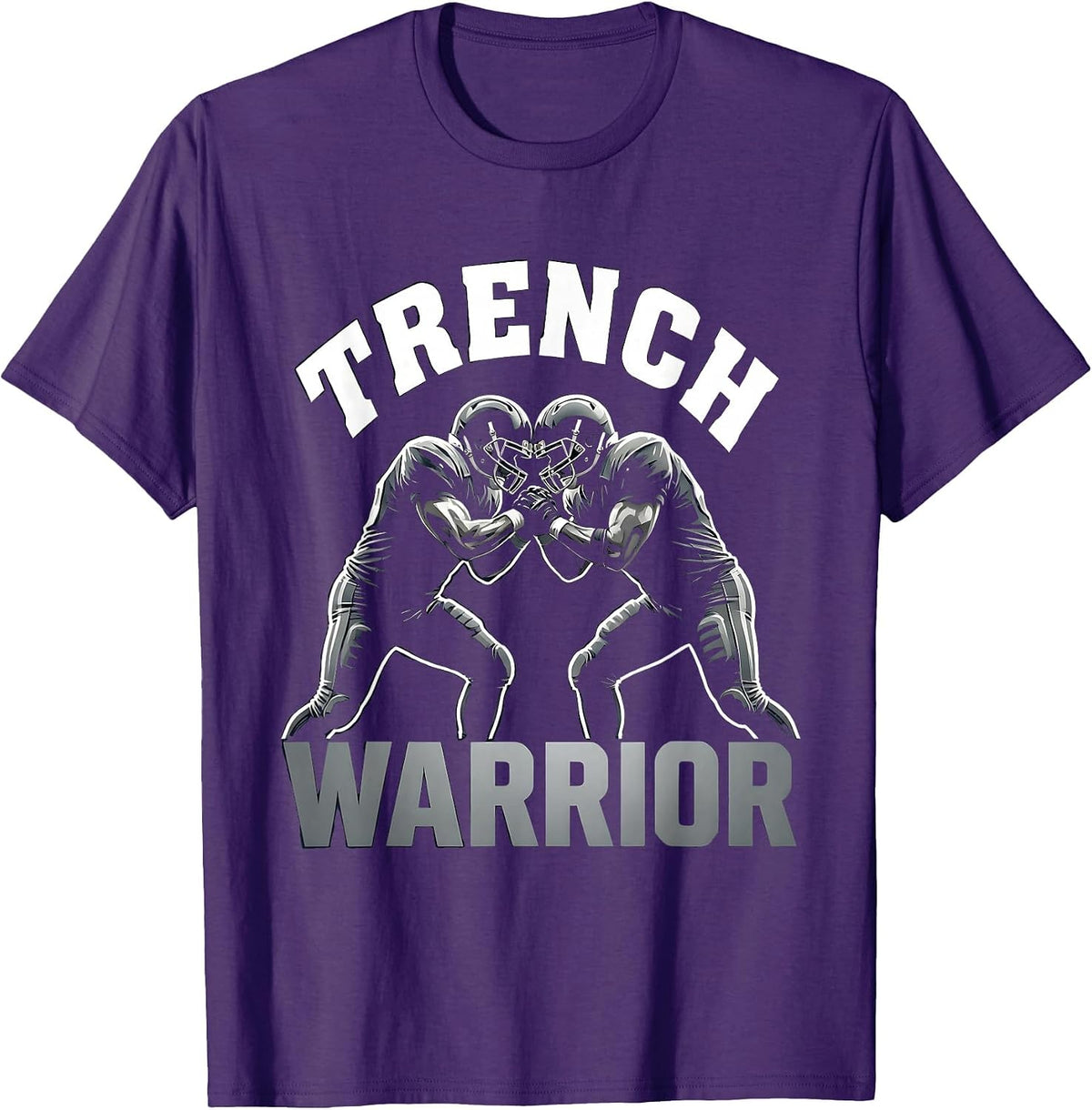 Men's Trench Warrior Football Lineman Graphic Design T-Shirt - Purple