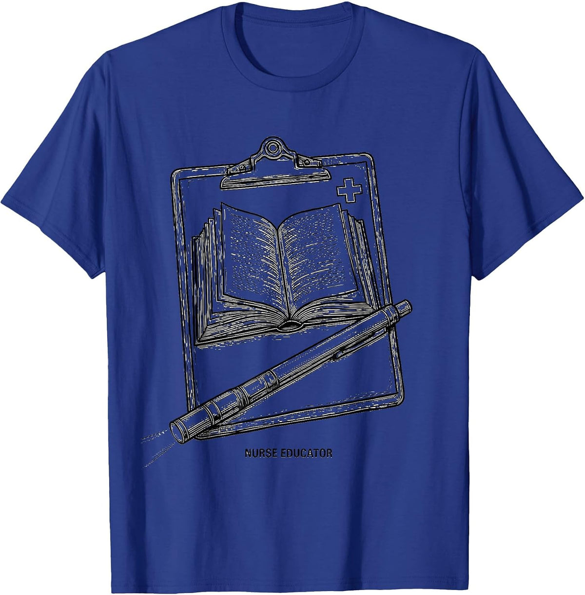 Men's Nurse Educator Line Art Healthcare School Nurse Gift T-Shirt - Royal Blue