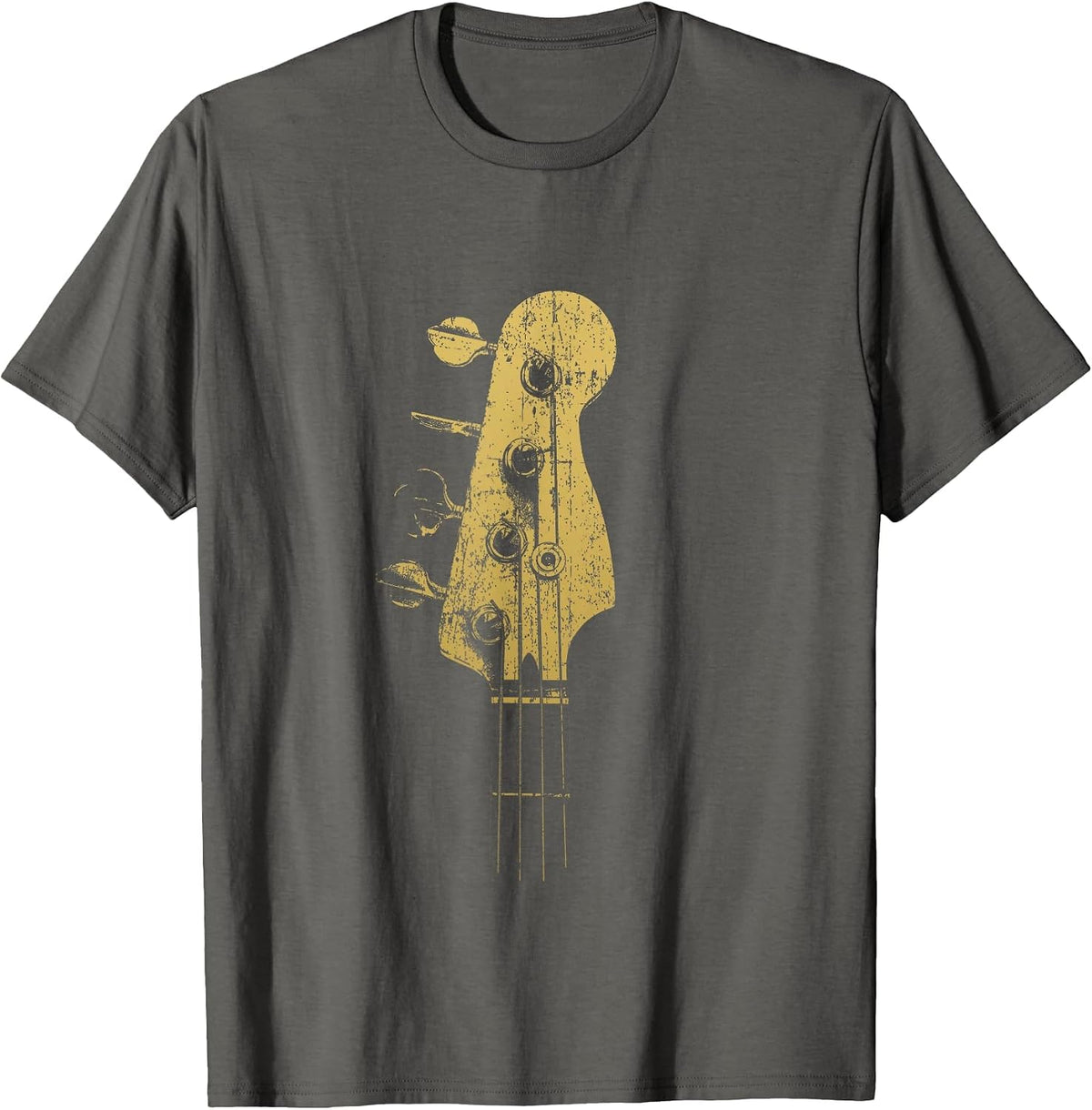 Vintage Bass Guitar Classy Headstock for Bassist T-Shirt - Asphalt Grey