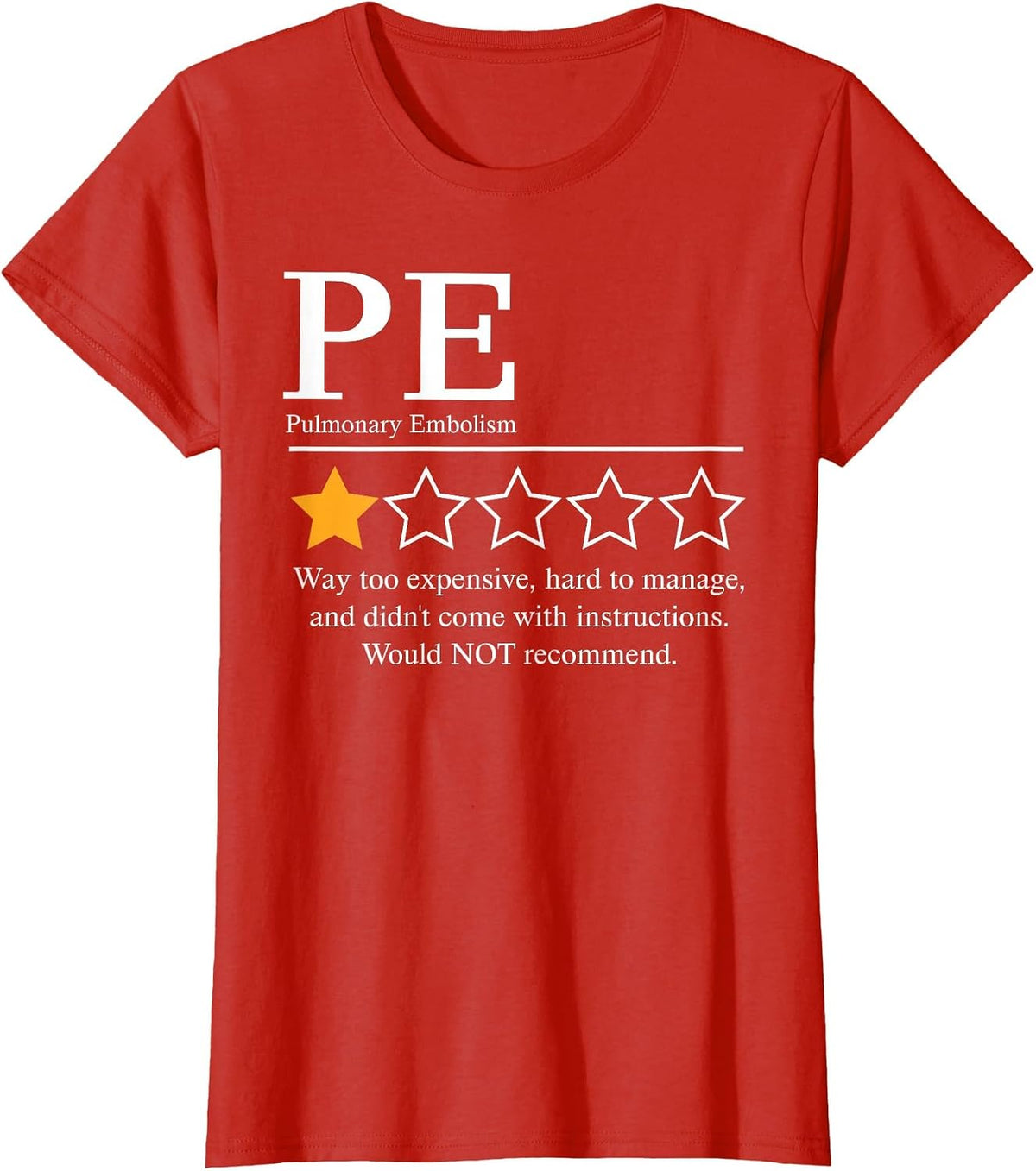 Pulmonary Embolism Awareness Day 2026 Not Recommend Funny T-Shirt - Red