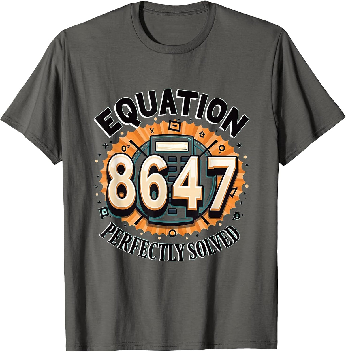 8647 Equation Perfectly Solved Mathematical Design T-Shirt - Asphalt Grey