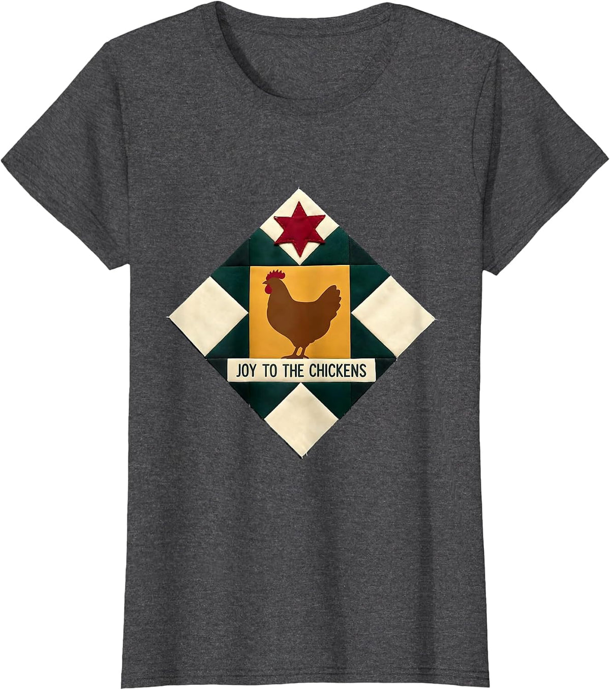 Women's Joy To The Chickens Funny Farm Christmas Chicken Lover Gift T-Shirt - Dark Heather Grey