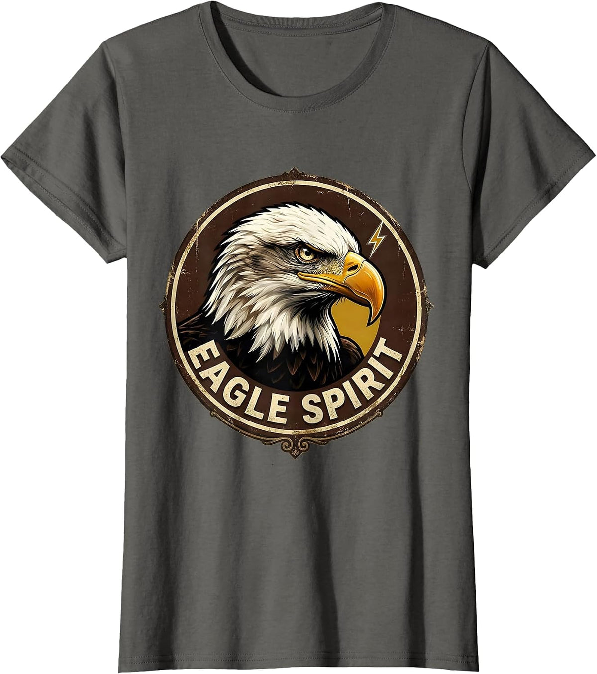 Women's Eagle Spirit Vintage Bald Eagle Mascot Fan Pride Family T-Shirt - Asphalt Grey