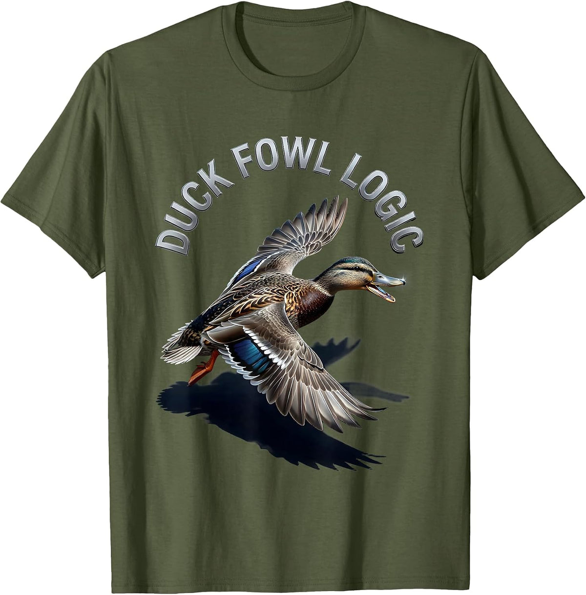 Duck Fowl Logic Funny Dark Humor Bird Lover T-Shirt - Olive Green