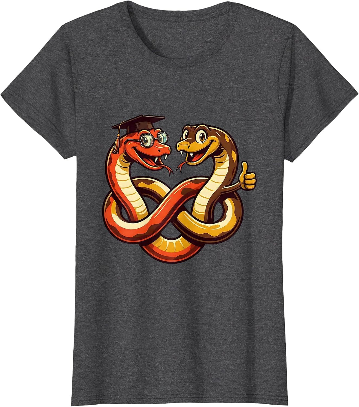 Women's Math Teacher Infinity Snake Ouroboros Design T-Shirt - Dark Heather Grey