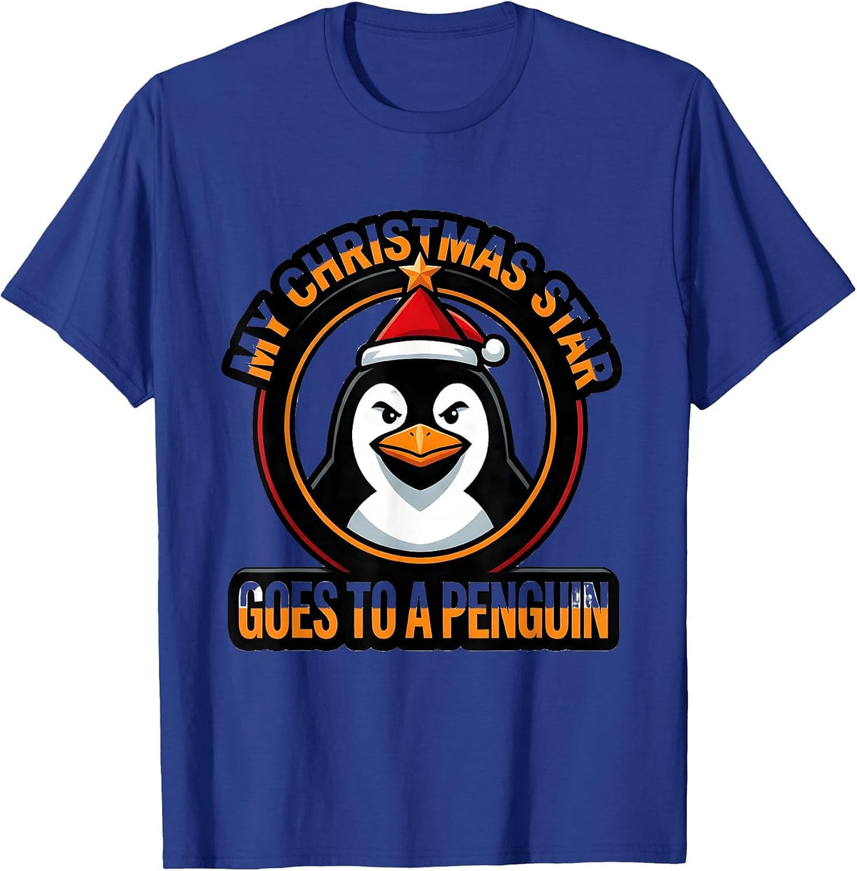 Men's My Christmas Star Goes To A Penguin Funny Penguin Lover T-Shirt - Royal Blue