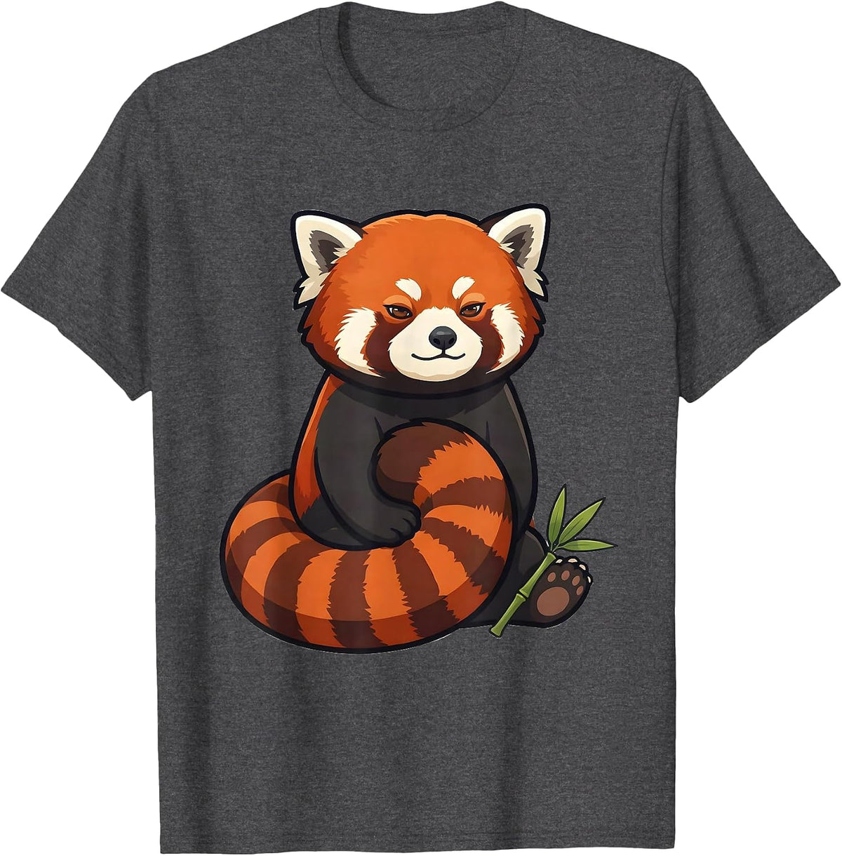 Round Kawaii Red Panda Cute Animal Lover Gift T-Shirt - Dark Heather Grey