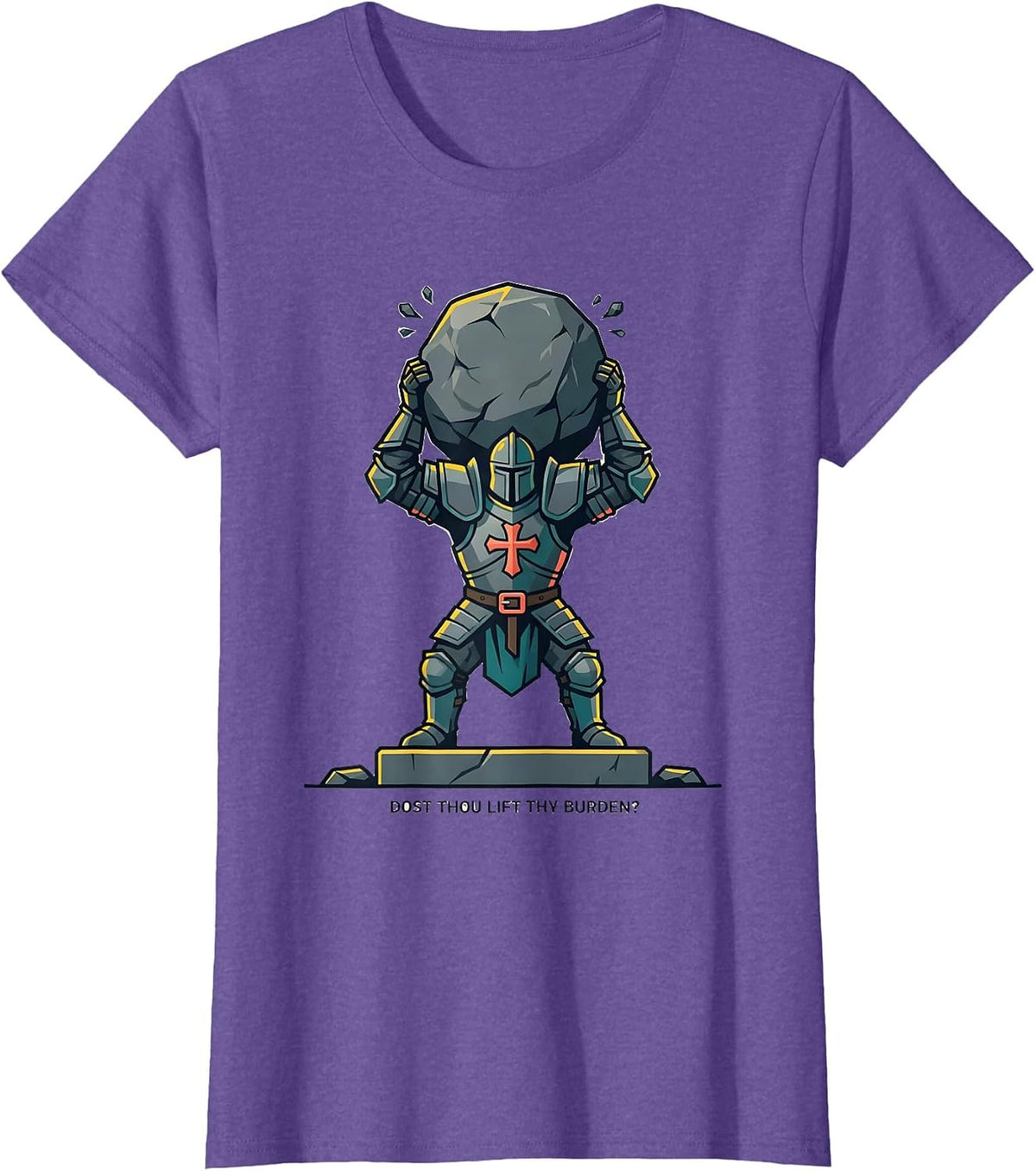Dost Thou Lift Thy Burden Funny Christian Gym Medieval T-Shirt - Purple Heather