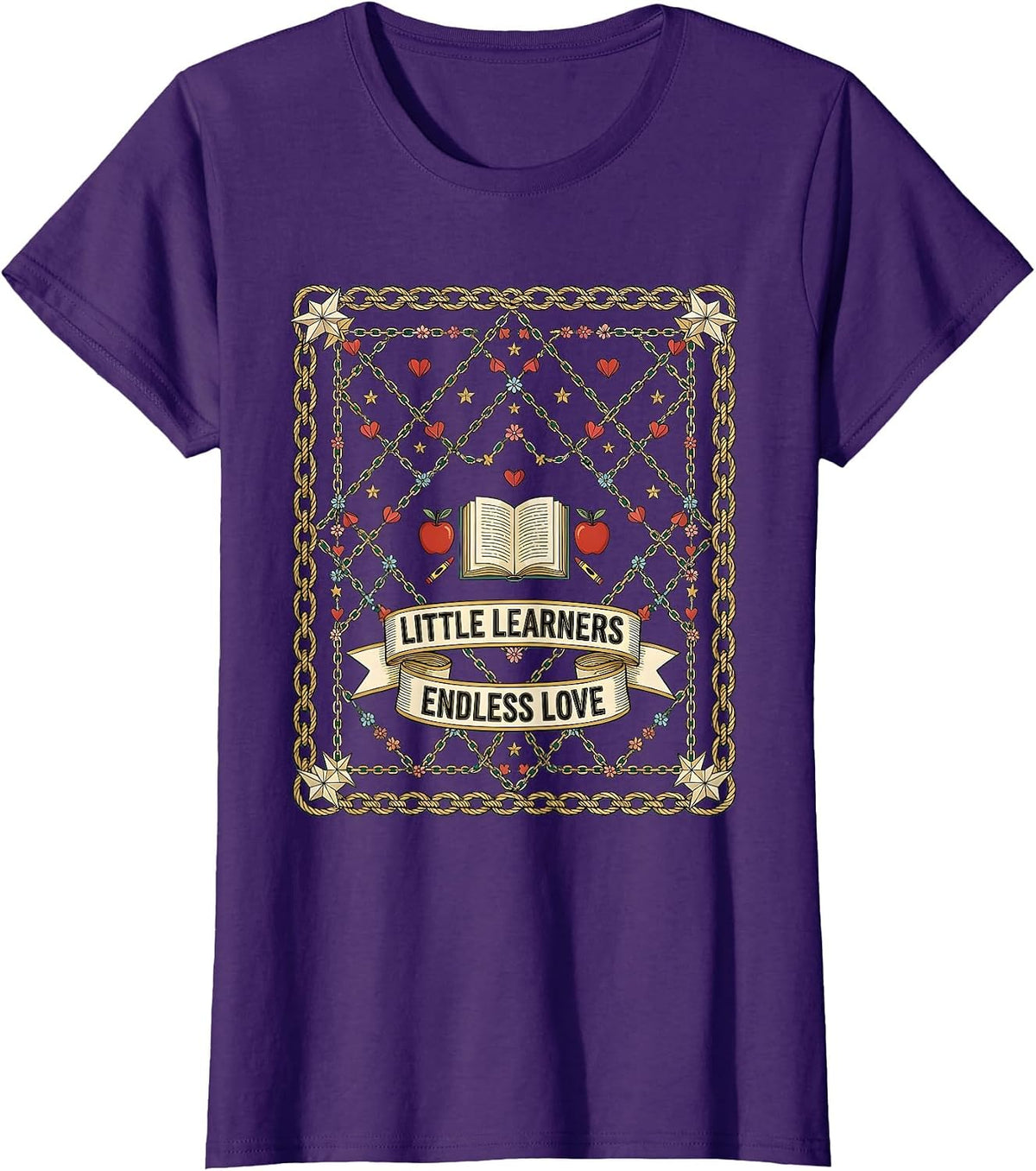 Women's Little Learners Endless Love Preschool Teacher T-Shirt - Purple