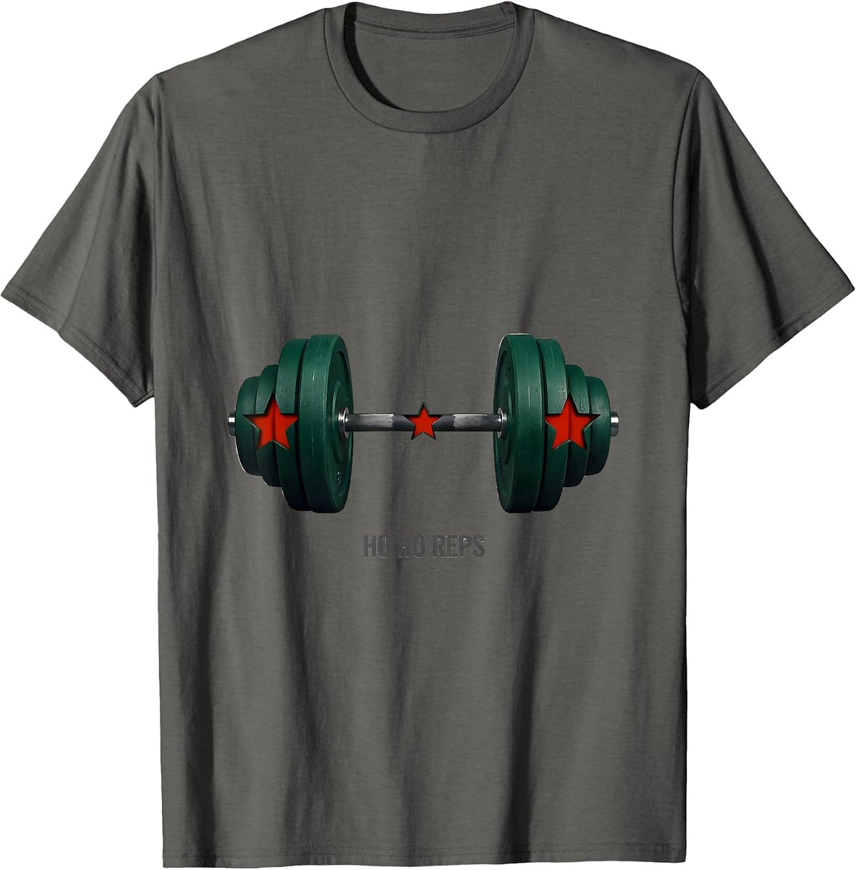 Men's Ho Ho Reps Funny Christmas Weightlifting Gym Workout Fitness T-Shirt - Asphalt Grey