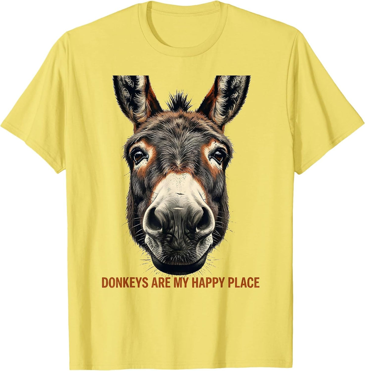 Men's Donkeys Are My Happy Place Funny Donkey Lover Animal Humor T-Shirt - Lemon Yellow
