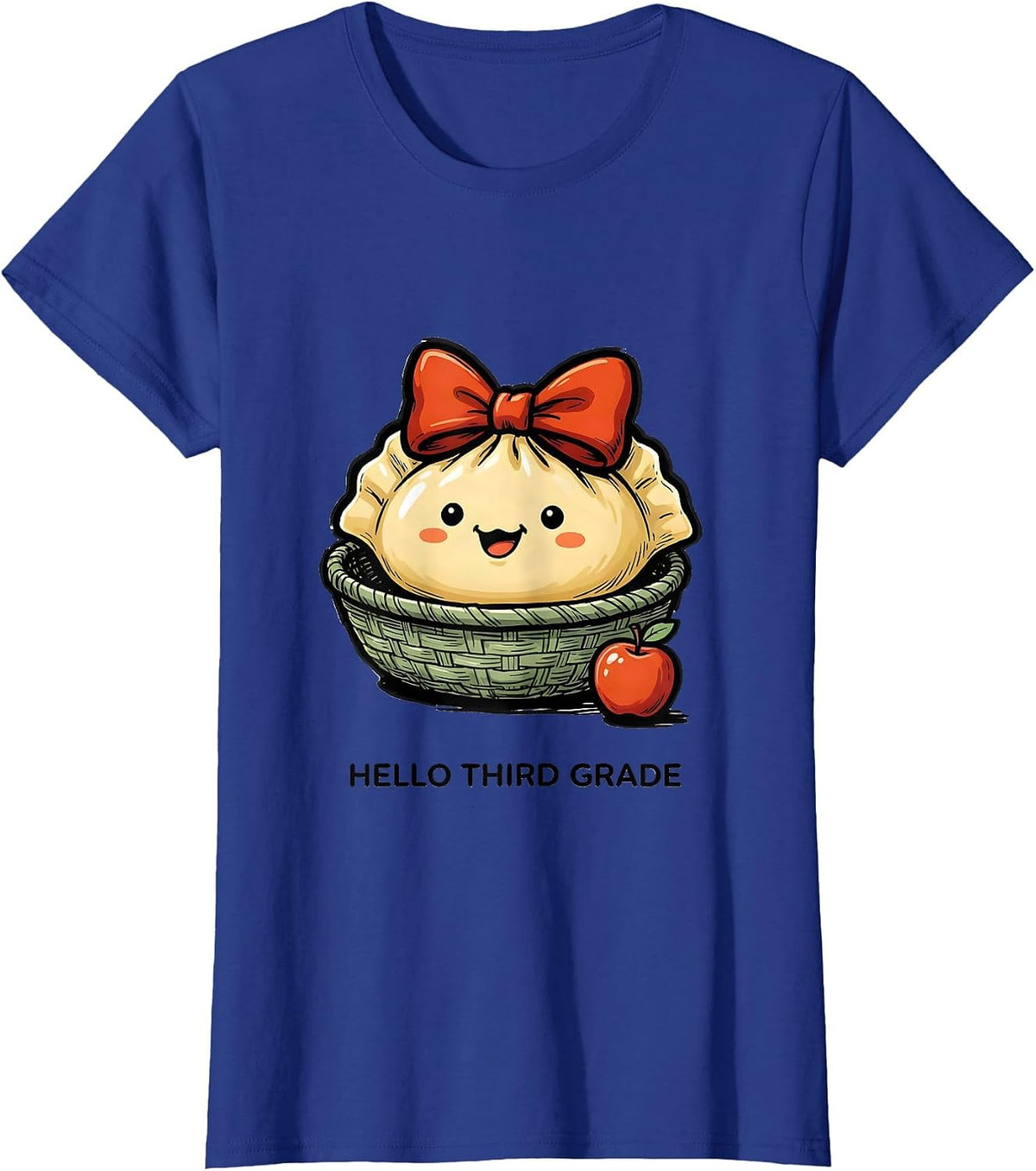 Women's Hello Third Grade Cute Dumpling Back to School Girl Teacher T-Shirt - Royal Blue