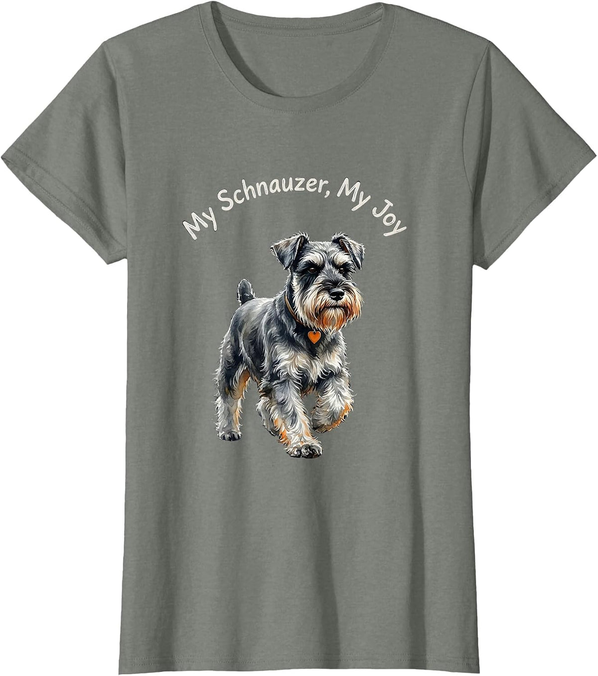 Women's My Schnauzer My Joy Watercolor Miniature Schnauzer Lover T-Shirt - Olive Heather