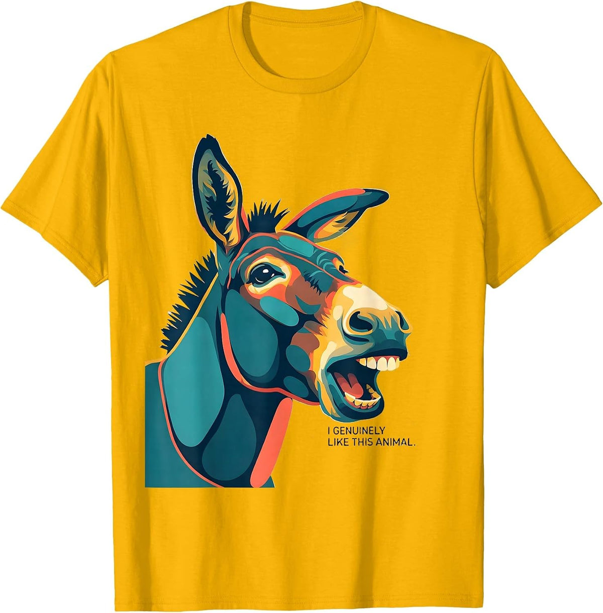 I Genuinely Like This Animal Funny Donkey Face Costume Meme T-Shirt - Golden Yellow