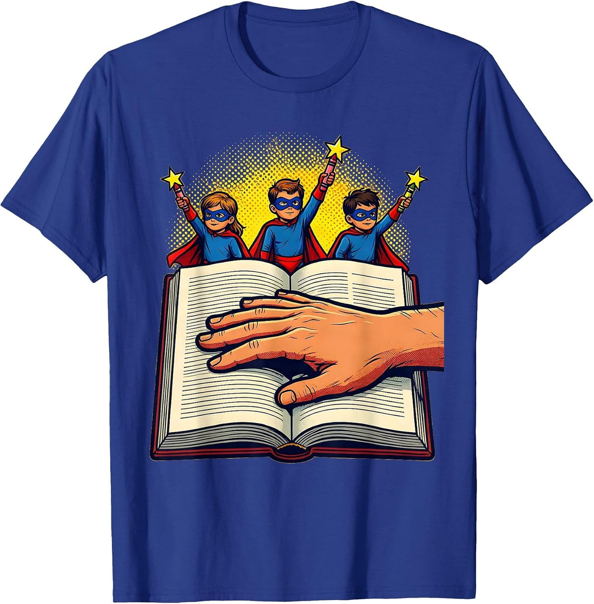 Teacher Superhero Preschool Kids Pop Art T-Shirt - Royal Blue