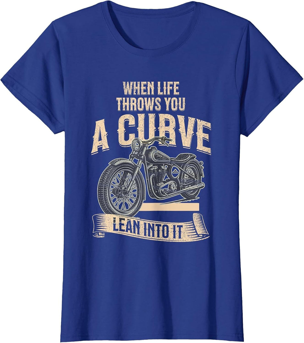 When Life Throws You A Curve Funny Motorcycle Biker Men T-Shirt - Royal Blue