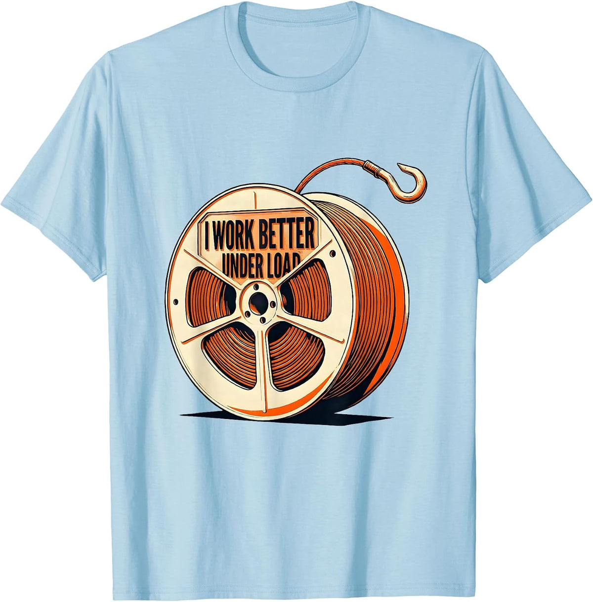 Men's I Work Better Under Load Funny Electrician Lineman Skeleton T-Shirt - Baby Blue