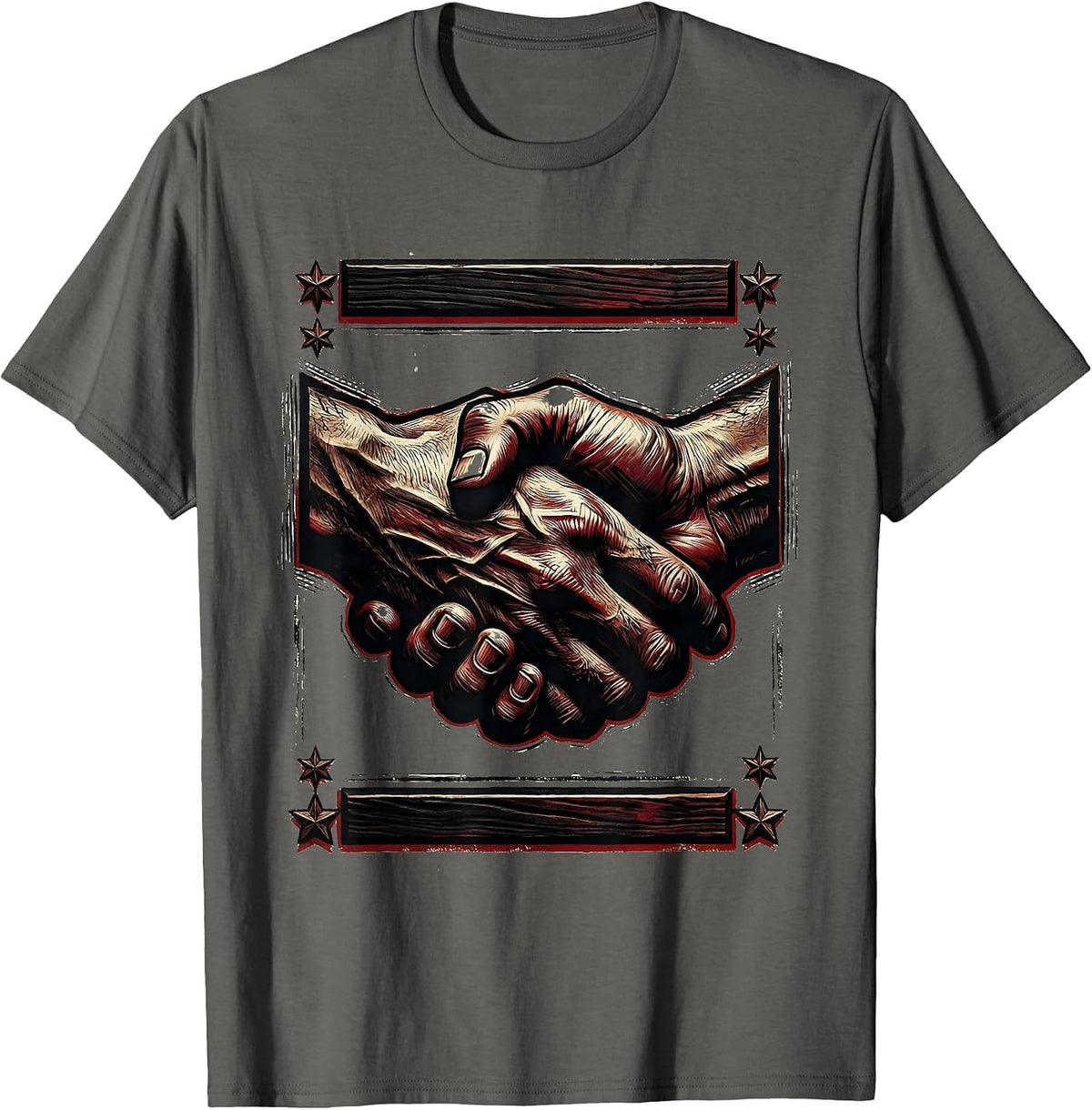 Hello Handshake Warm Greeting Illustration T-Shirt - Asphalt Grey