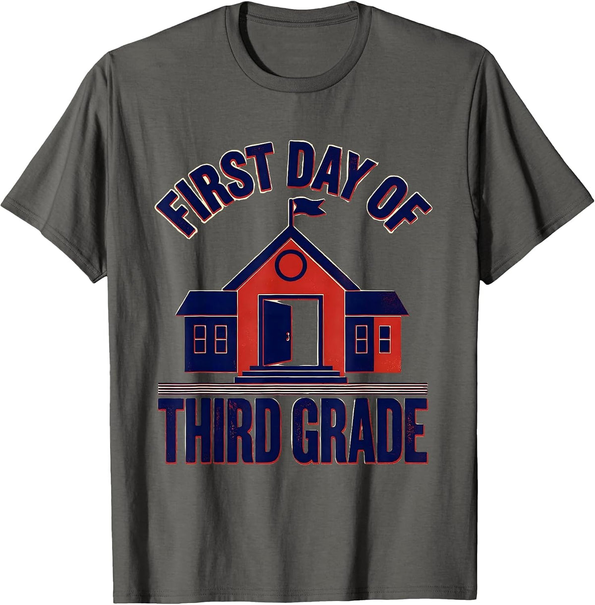 First Day Of Third Grade Retro Groovy Teacher & Student Back T-Shirt - Asphalt Grey