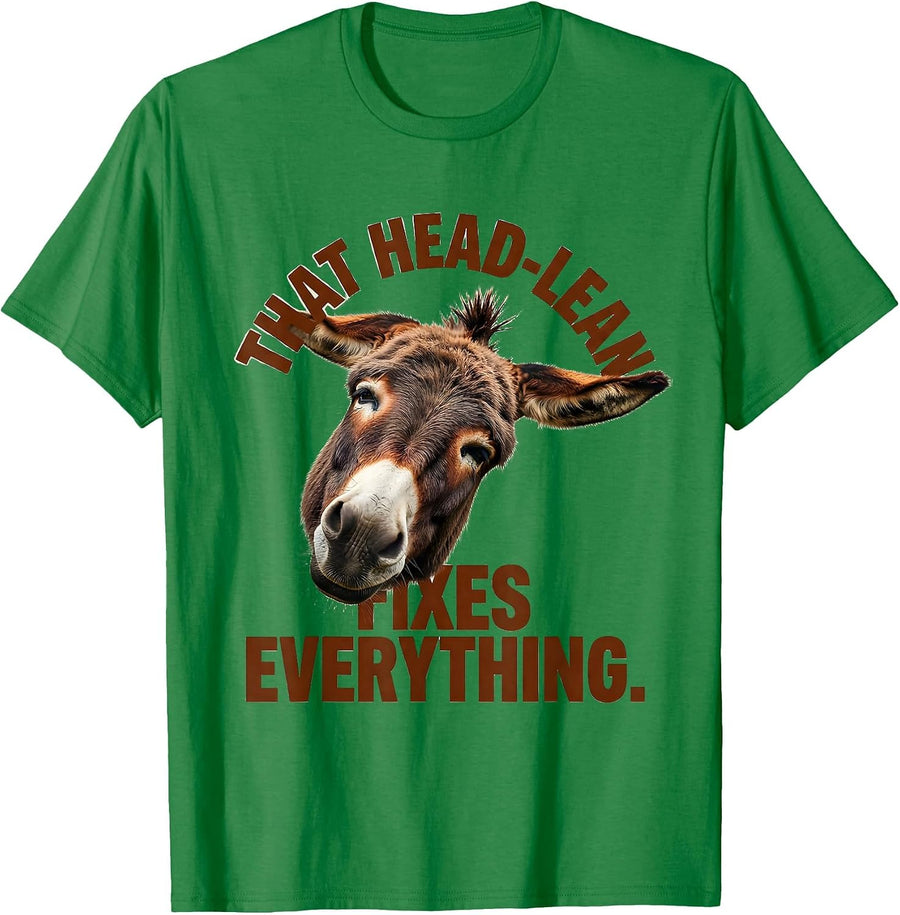 Men's That Head-Lean Fixes Everything Funny Donkey Animal Lover T-Shirt - Kelly Green