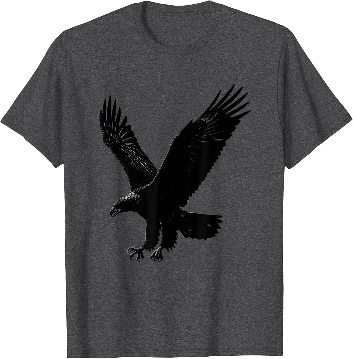 Eagle Diving Talons Extended Raptor Strike Art T-Shirt - Dark Heather Grey