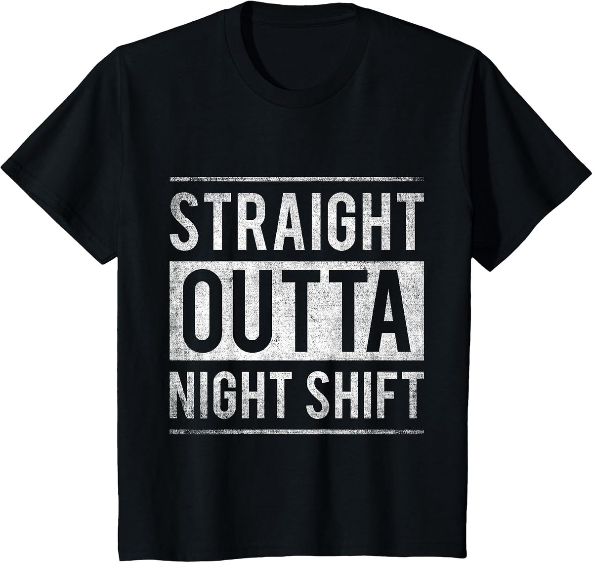 Straight Outta Night Shift Nurse T-Shirt - Black