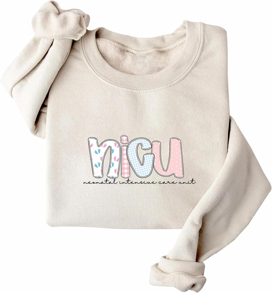 NICU Nurse Sweatshirt Neonatal Intensive Cares Unit Nurse Shirt Long Sleeve - Khika