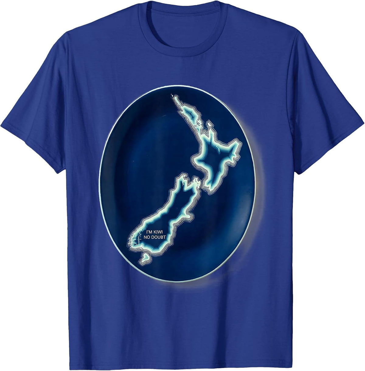 I'm Kiwi No Doubt Cyanotype Kiwi Map Rugby Haka National T-Shirt - Royal Blue