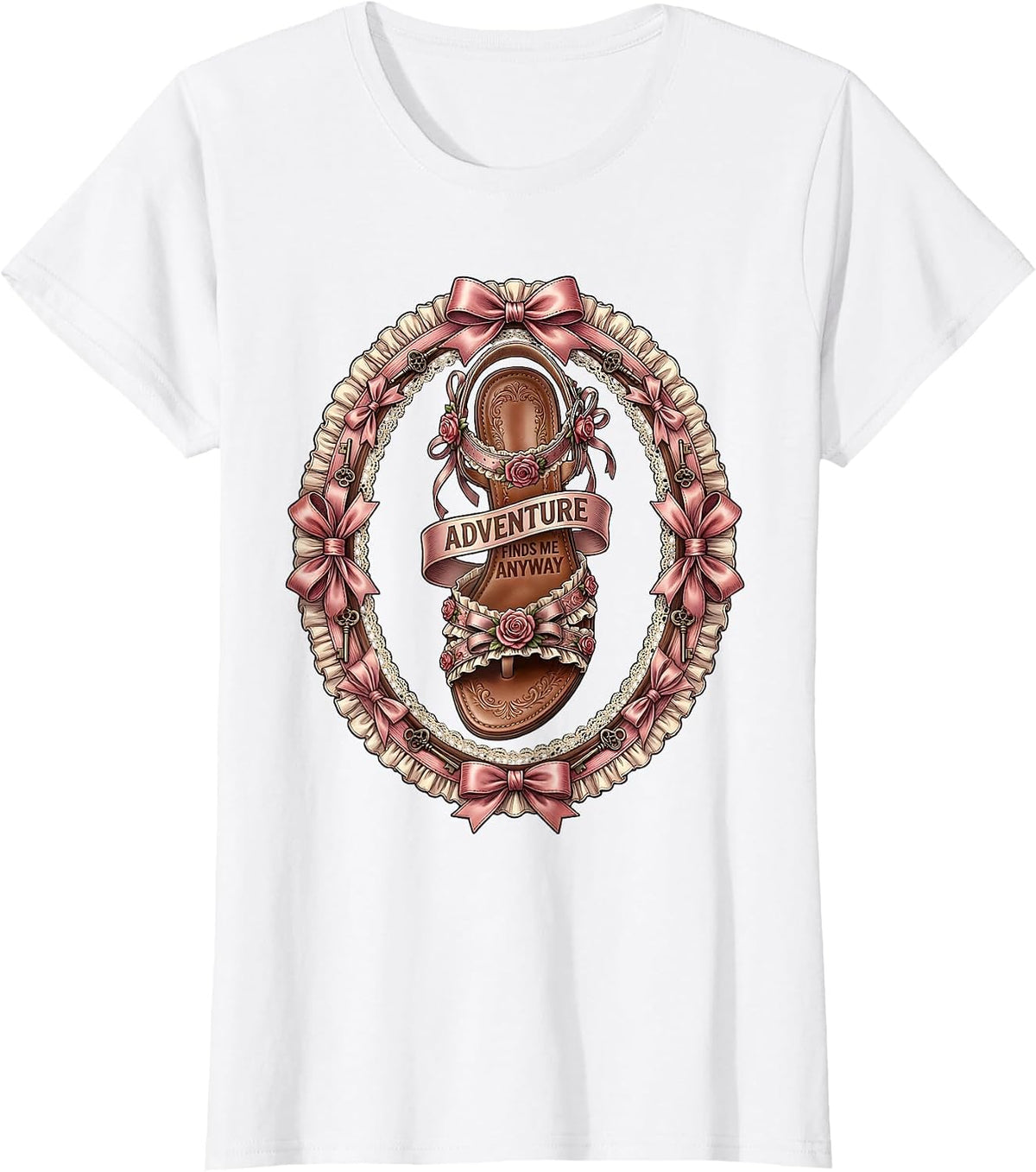 Women's Adventure Finds Me Anyway Outdoor Sandal Life T-Shirt - White