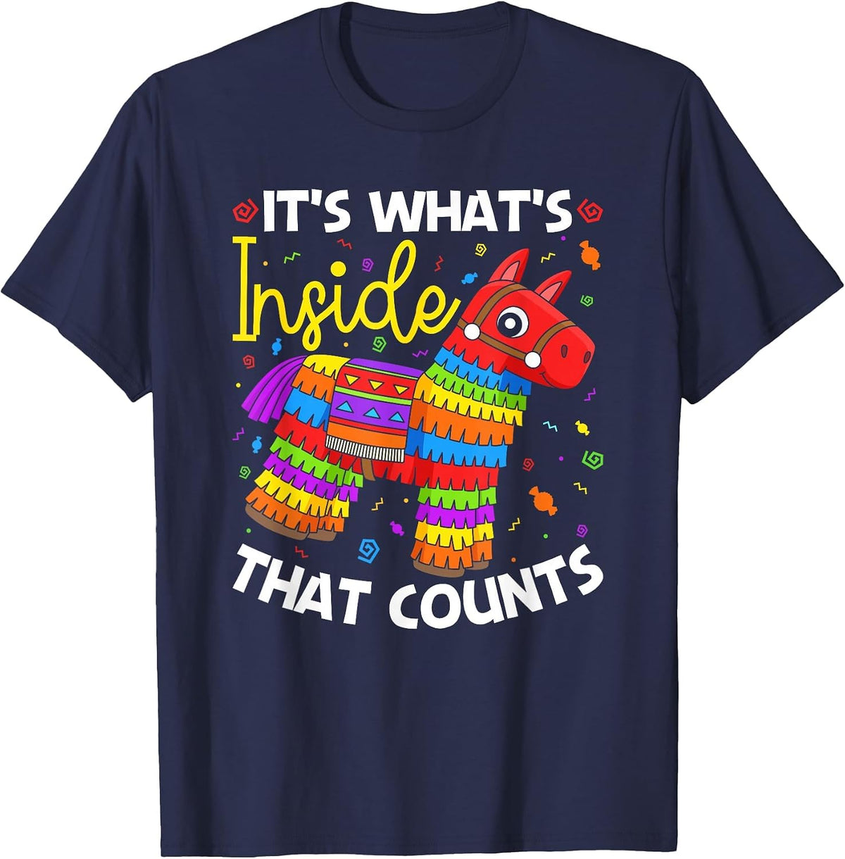 Pinata It's What's Inside that Counts Llama T-Shirt - Navy Blue