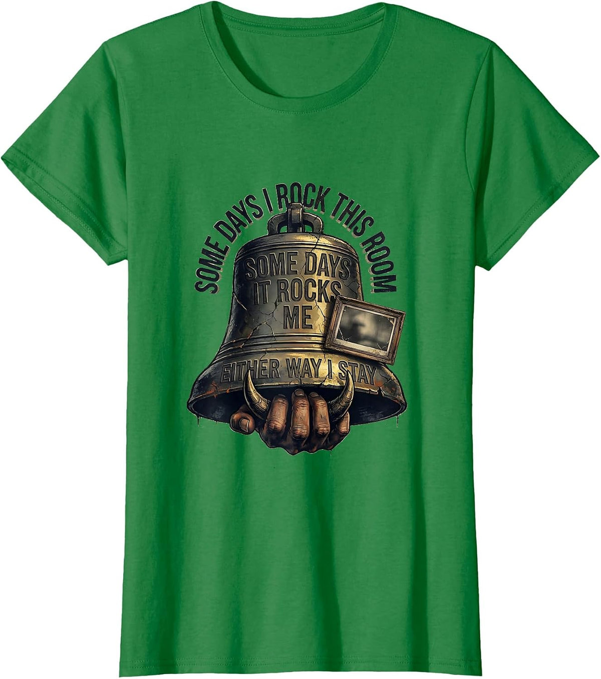 Women's Some Days I Rock This Room Distressed Rock On Classroom T-Shirt - Kelly Green