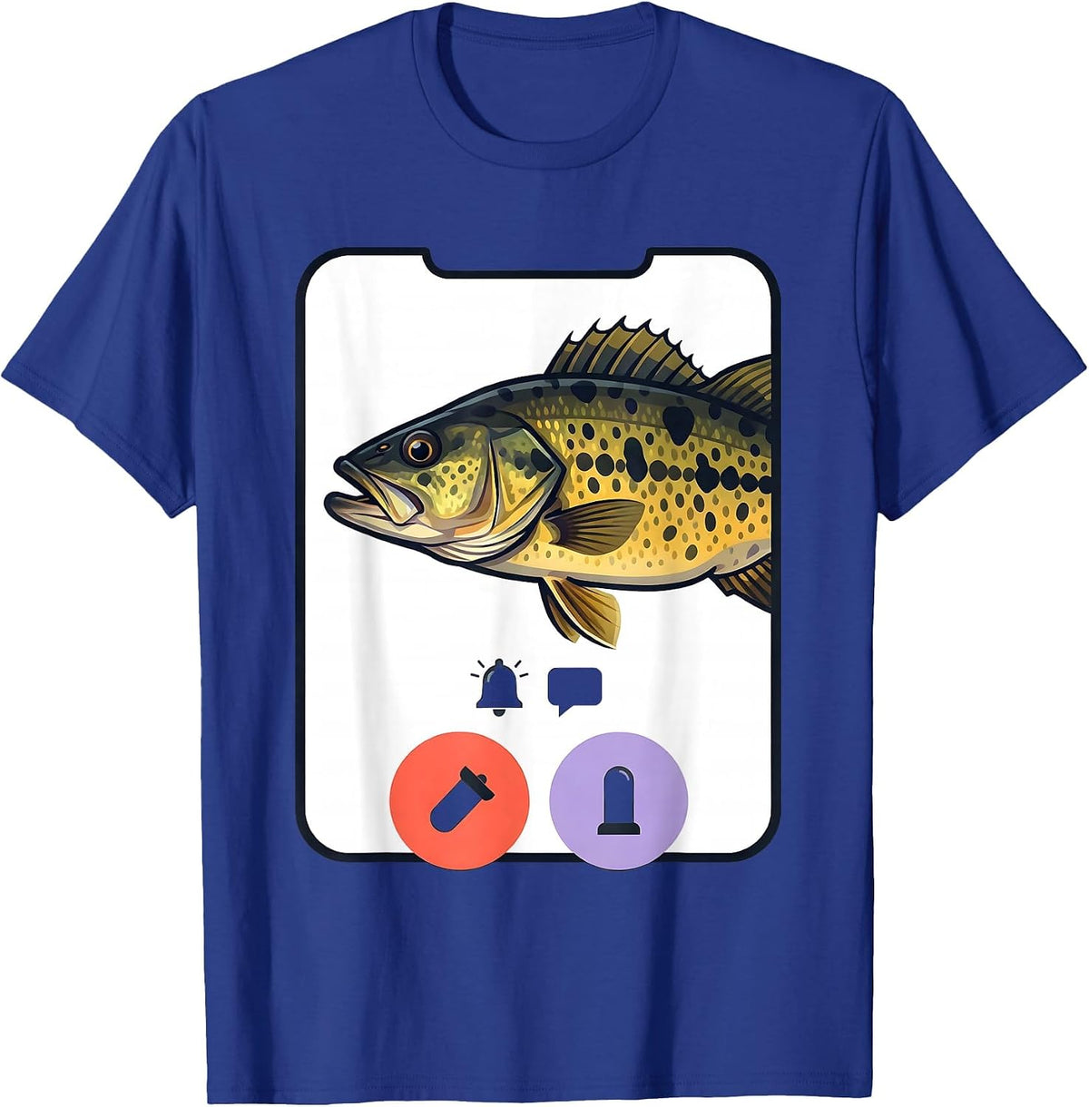 Spotted Bass Phone Call Decline Accept Funny Fishing Meme T-Shirt - Royal Blue
