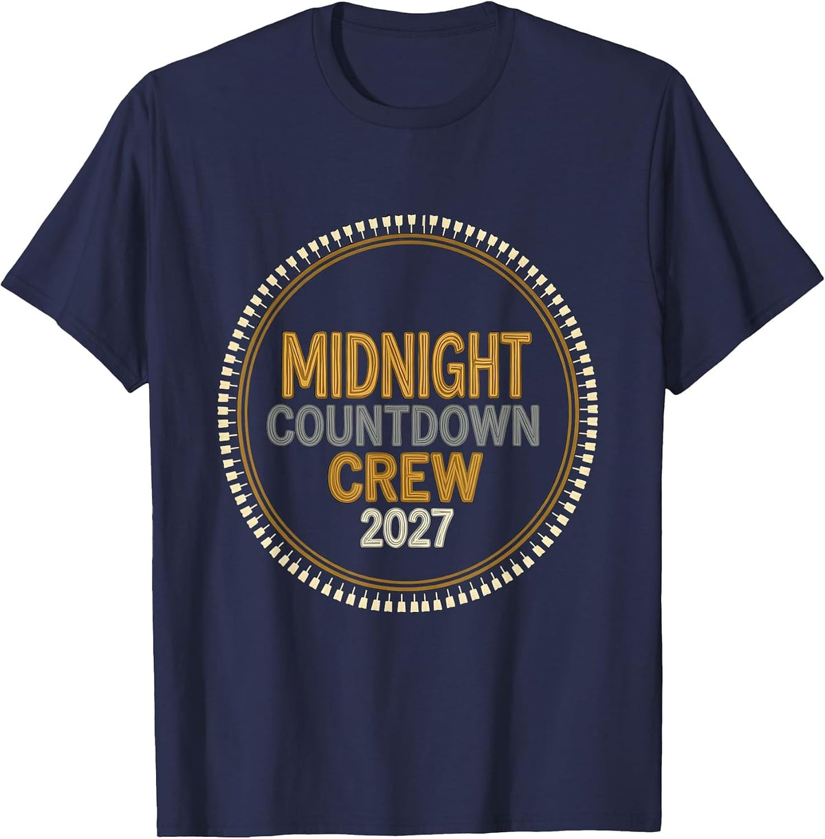 Men's Midnight Countdown Crew 2027 Festive Family Pajama Party New T-Shirt - Navy Blue