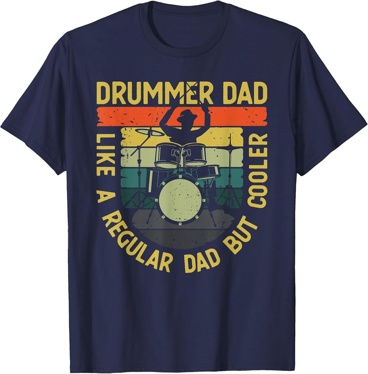 Funny Drummer Art for Dad Men Father Drumming Drum Set Lover T-Shirt - Navy Blue