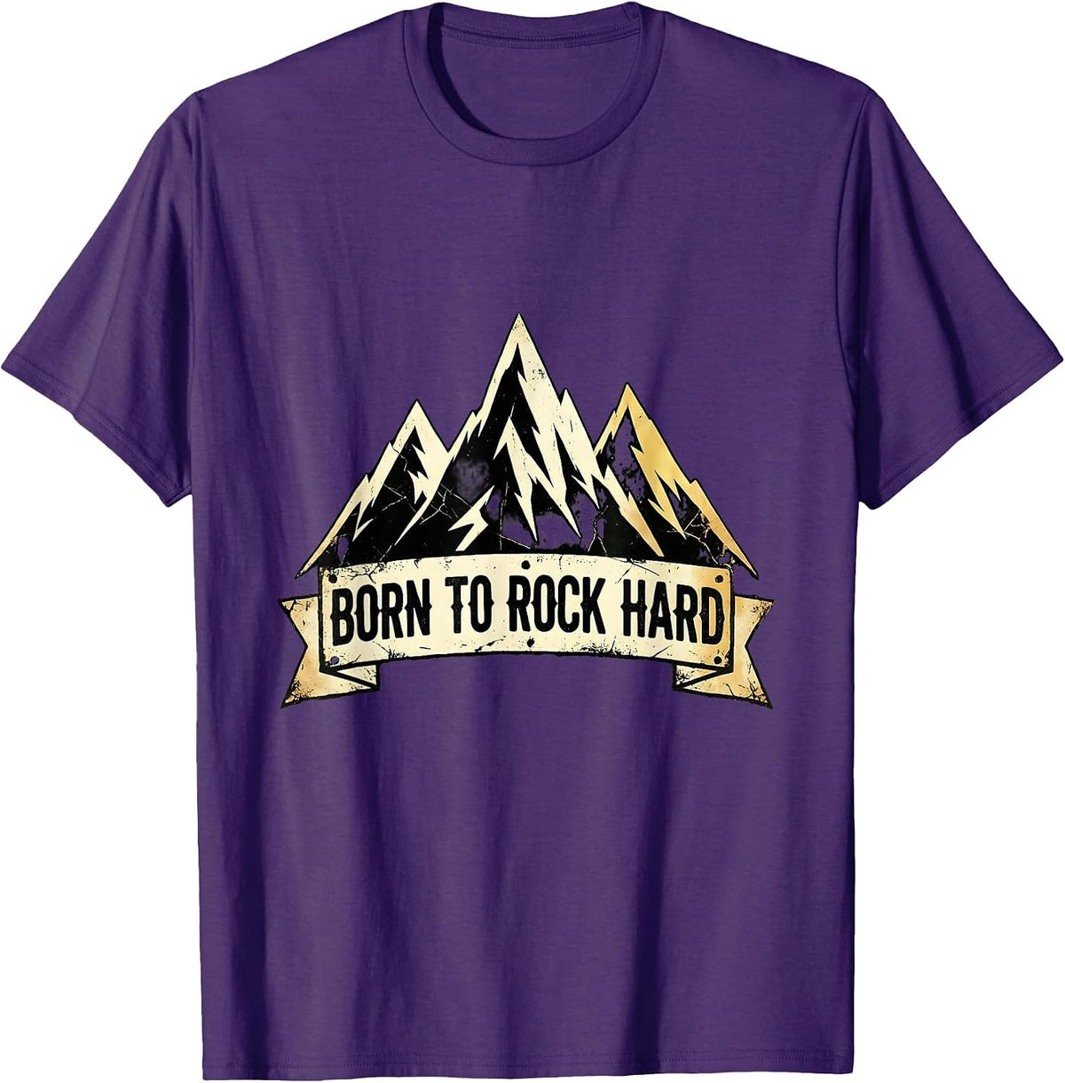 Born to Rock Hard Vintage Rock Music Design T-Shirt - Purple
