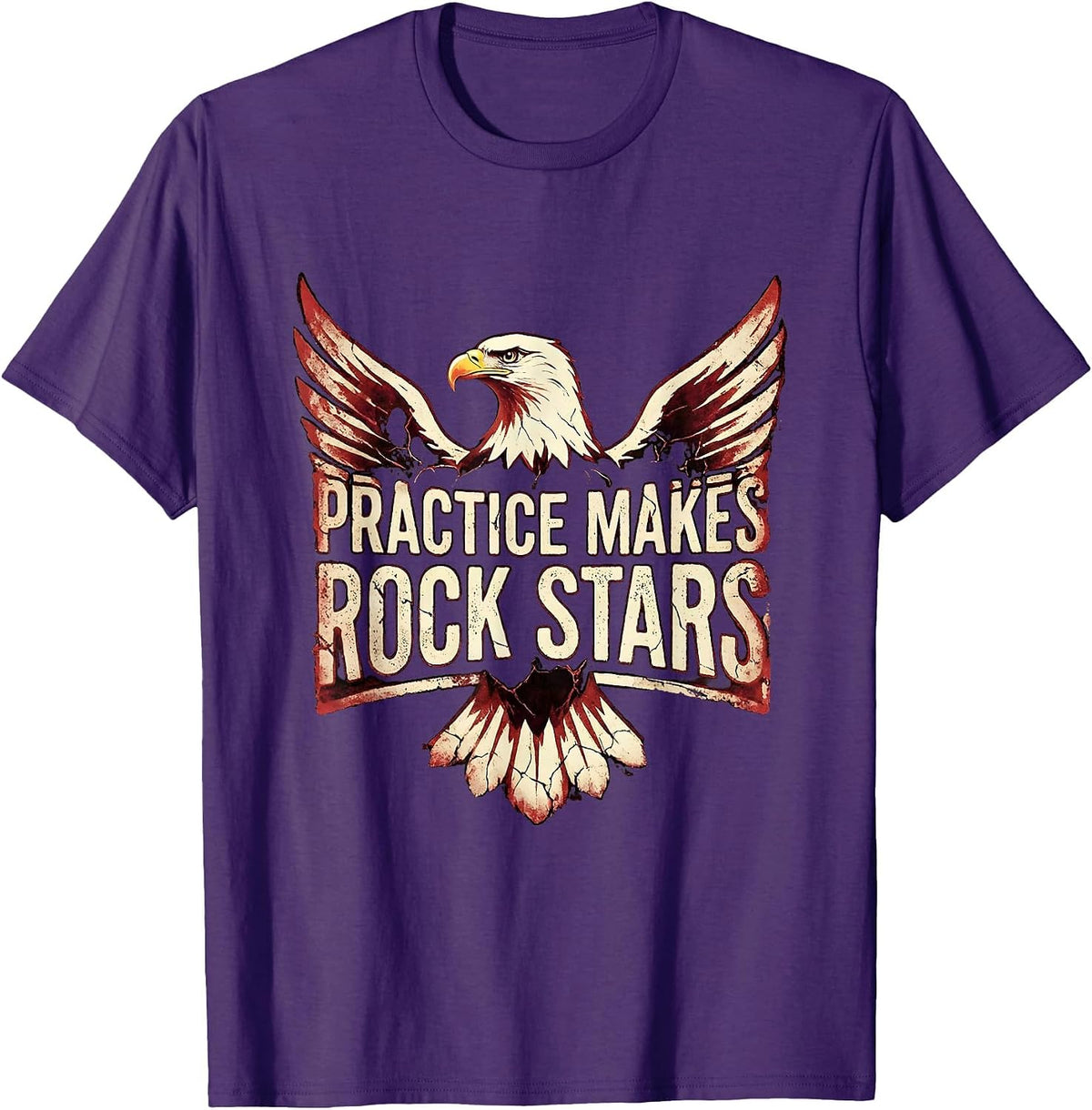 Practice Makes Rock Stars Music Design T-Shirt - Purple