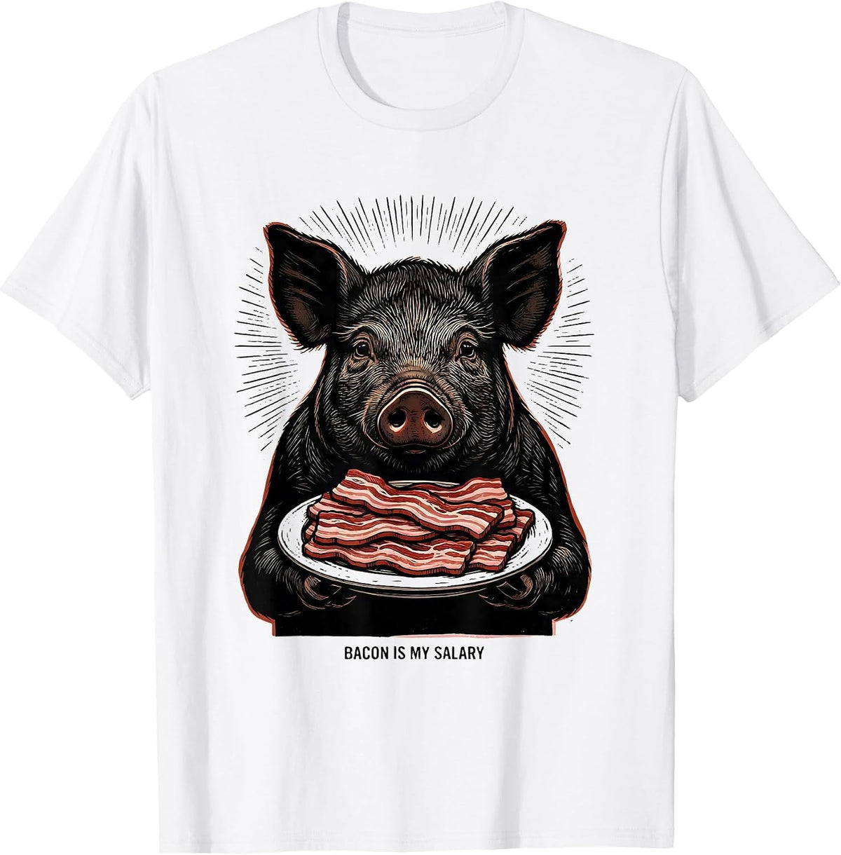 Men's Bacon Is My Salary Funny Bacon Lover Foodie Humor T-Shirt - White