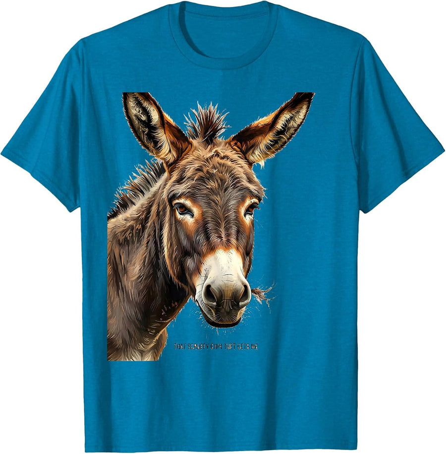 That Scruffy Chin Tuft Gets Me Funny Donkey Lover Animal T-Shirt - Sapphire Blue