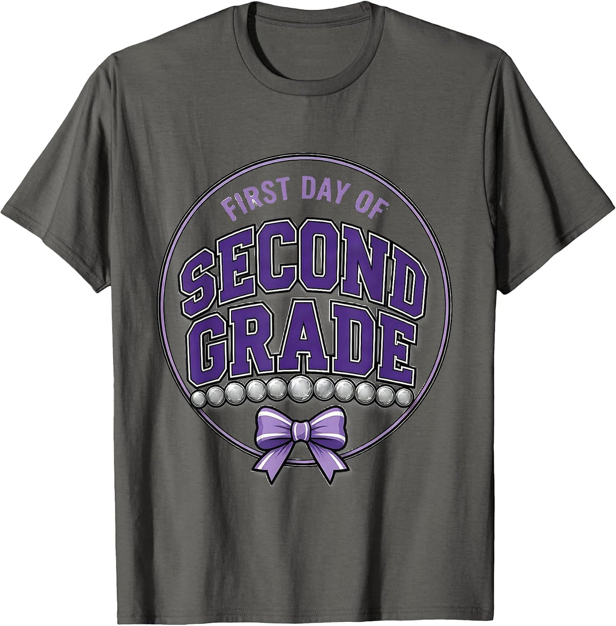Men's First Day Of Second Grade Sparkle Varsity Back To School T-Shirt - Asphalt Grey