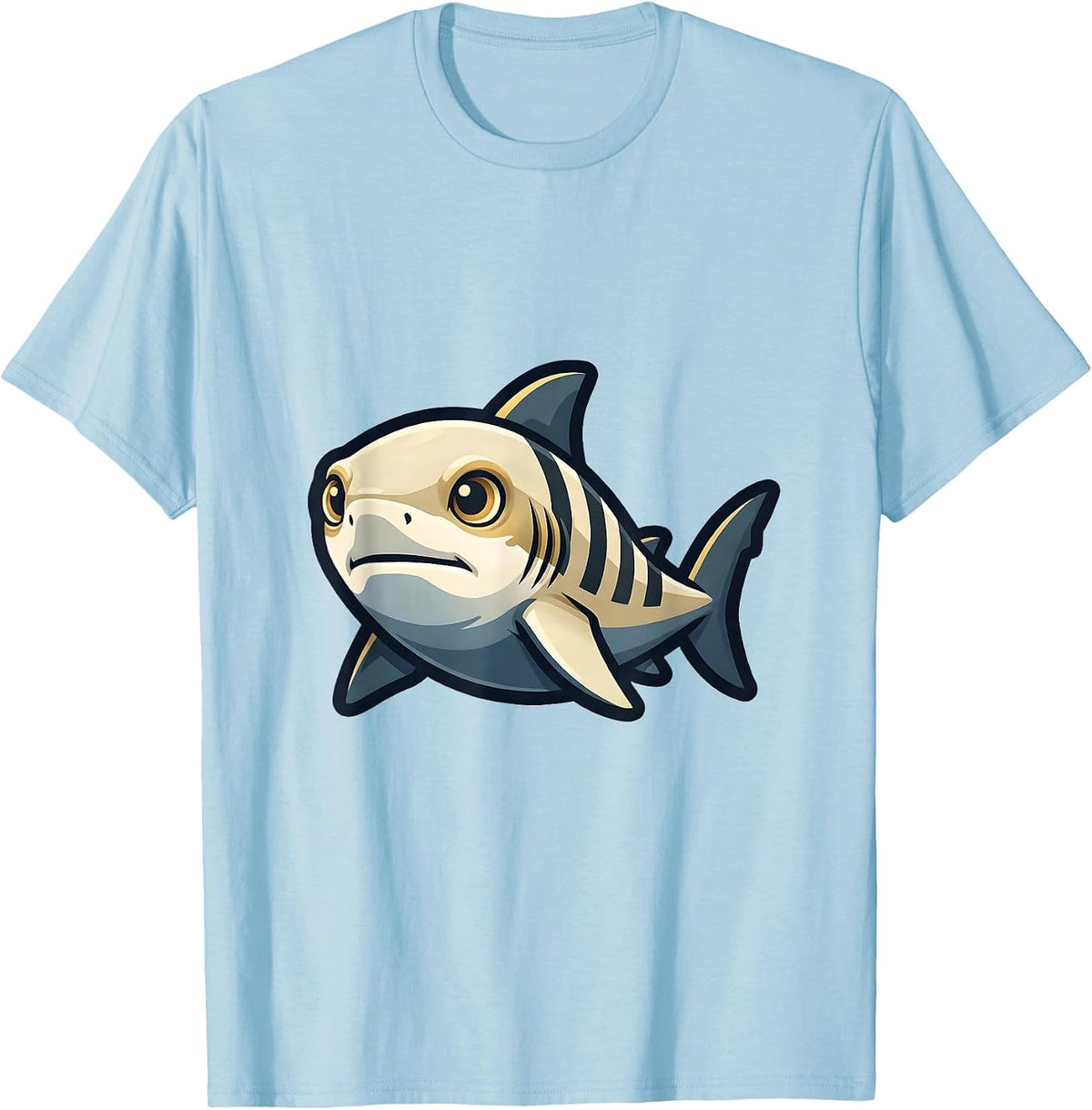 Men's Pyjama Shark Mascot Logo Funny Ocean Animal Lover T-Shirt - Baby Blue