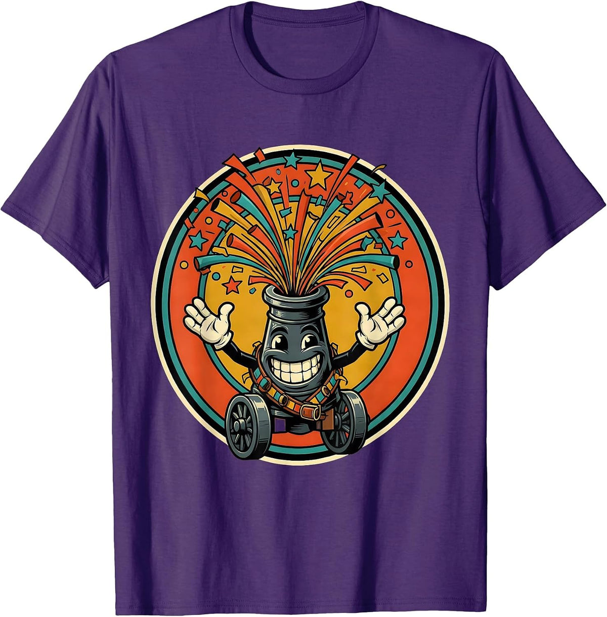 Confetti Cannon Celebration Burst Graphic T-Shirt - Purple