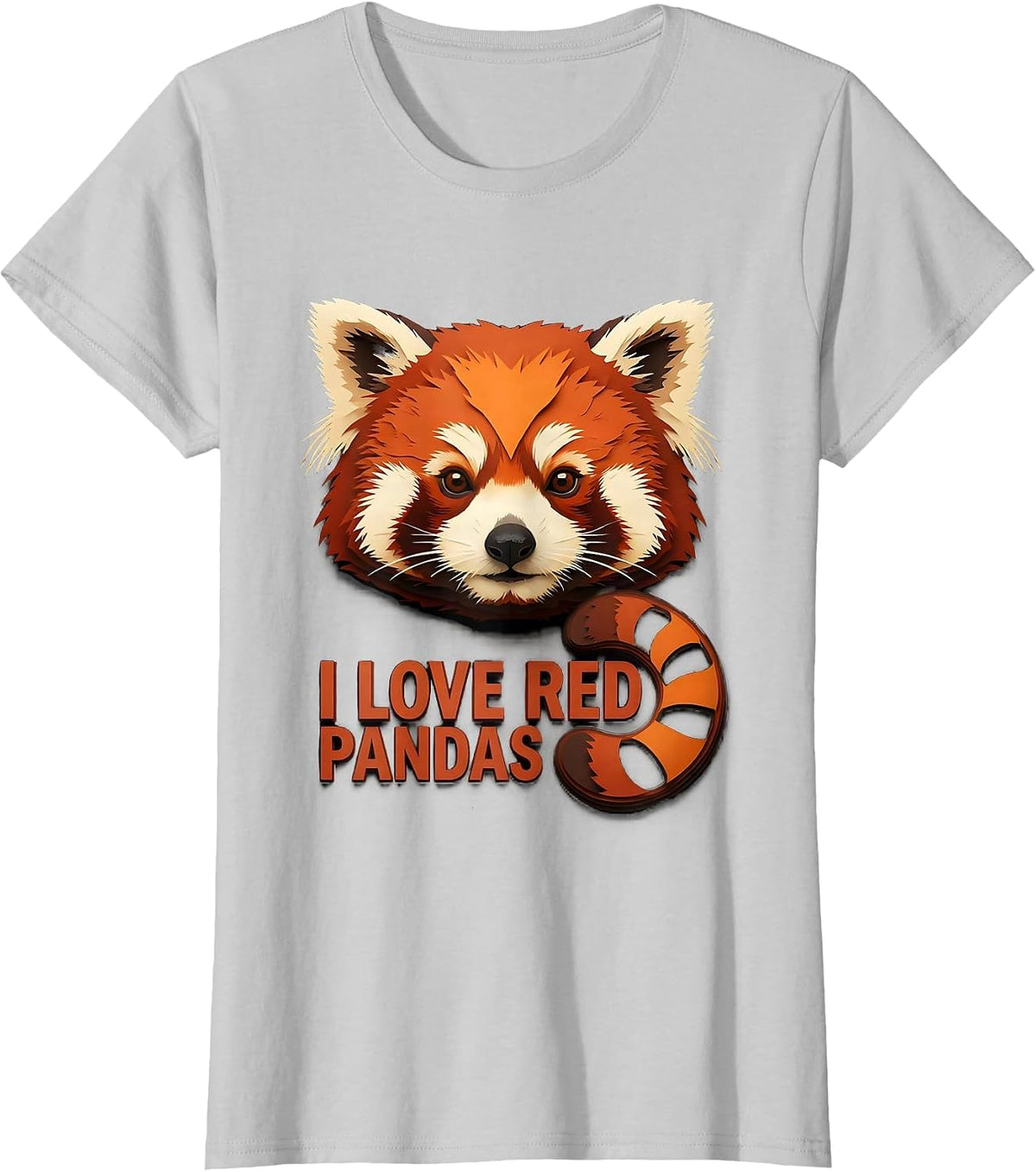I Love Red Pandas Cute Animal Lover Gift for Panda Fans T-Shirt - Silver Grey
