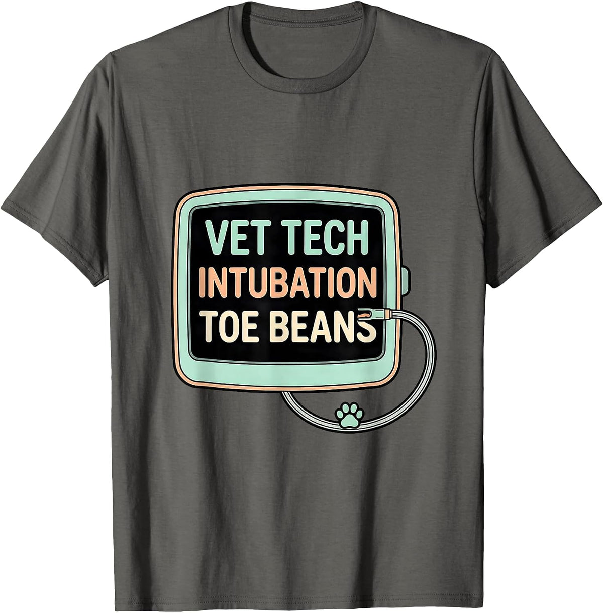 Vet Tech Intubation Toe Beans Pastel Vet Tech Appreciation T-Shirt - Asphalt Grey