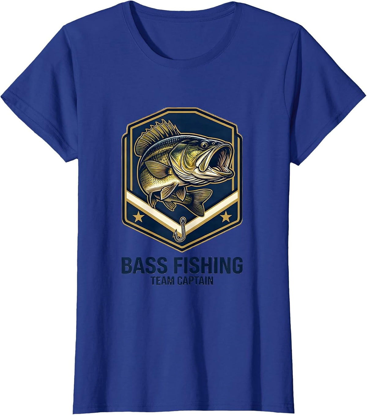 Women's Bass Fishing Team Captain Funny Fishing Humor T-Shirt - Royal Blue