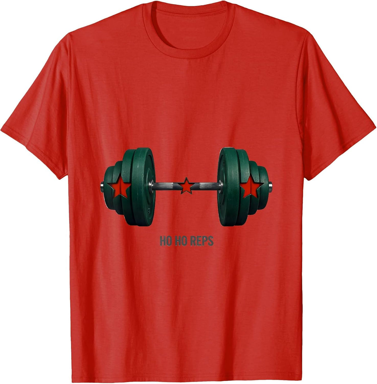 Men's Ho Ho Reps Funny Christmas Weightlifting Gym Workout Fitness T-Shirt - Red