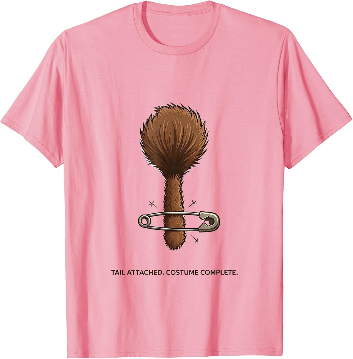 Men's Tail Attached Costume Complete Funny Donkey Animal Lover T-Shirt - Pink