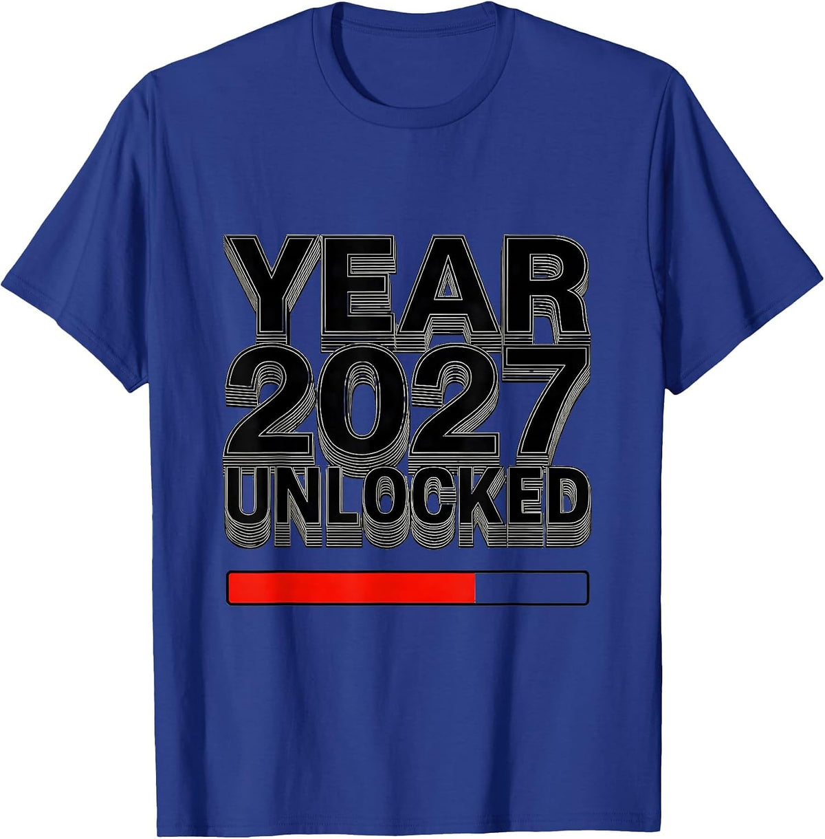 Year 2027 Unlocked Minimalist Gamer New Year Quest Humor T-Shirt - Royal Blue
