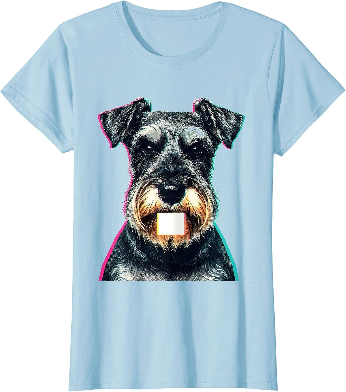Miniature Schnauzer Face Risograph Dog Lover Gift T-Shirt - Baby Blue