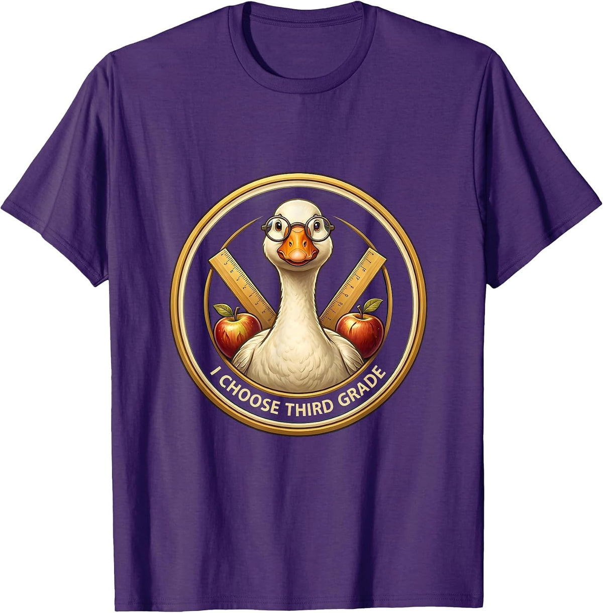 I Choose Third Grade Cute Goose Teacher Back To School T-Shirt - Purple
