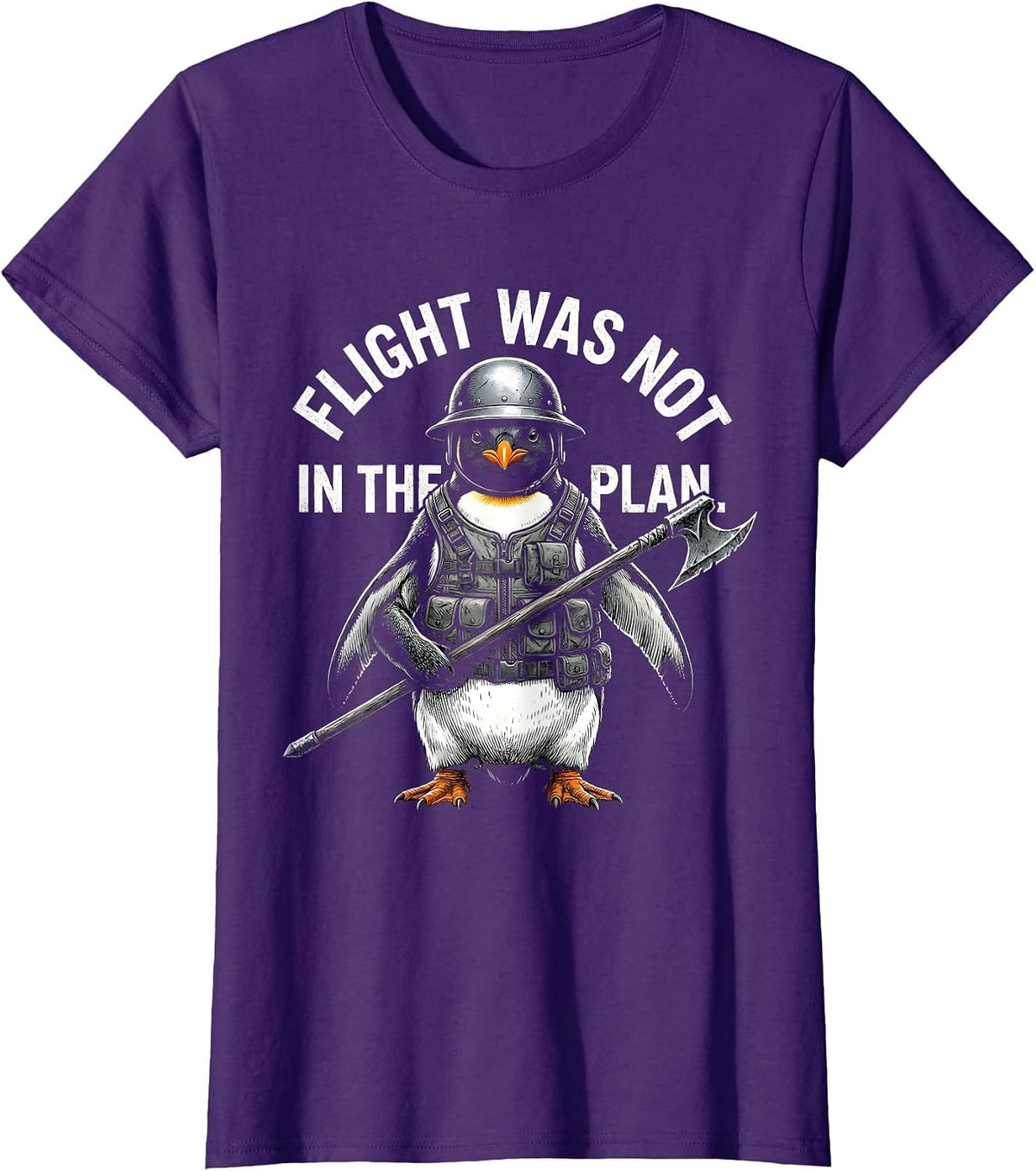 Women's Flight Was Not In The Plan Funny Tactical Penguin Military T-Shirt - Purple